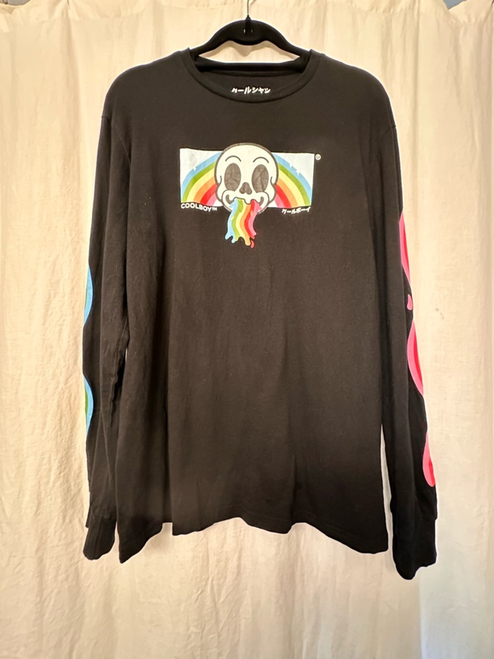 CoolBoy Skull Rainbow Long Sleeve Tee Size L Streetwear